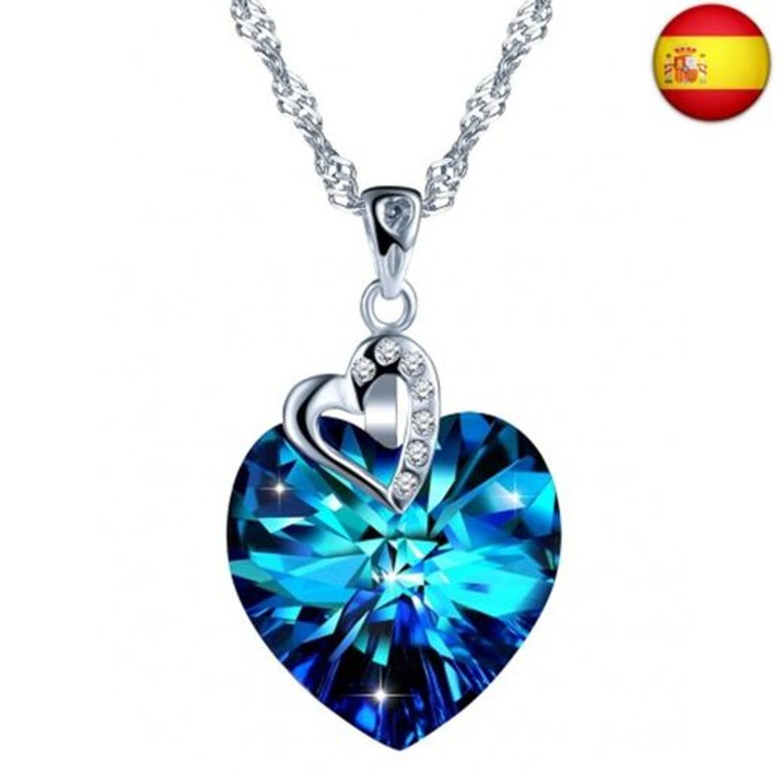 Moda SixLuo Collar de plata 925 para mujer "Corazón del océano" C