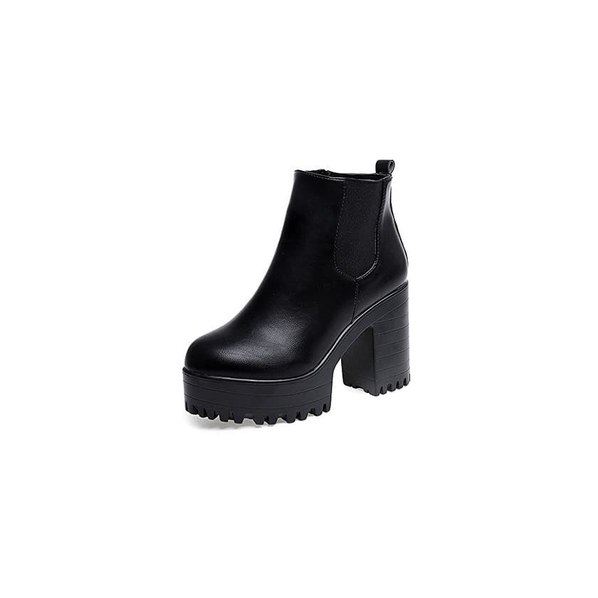 Fashion 2018 Invierno Mujer Botines Tacon Alto Plataforma Zapatos Botas Martin de Cabeza