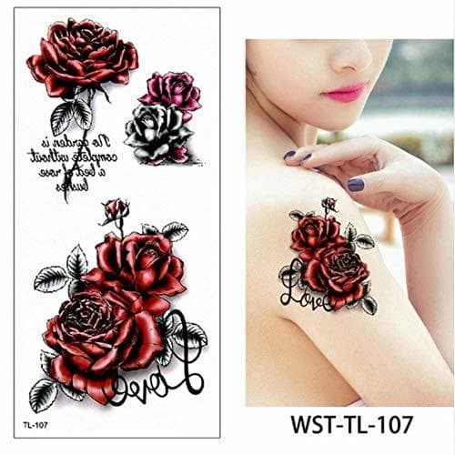 Product adgkitb 4 Piezas Hoja Mujeres Esternón Joyas Tatuaje Temporal Cuerpo Cofre Cintura