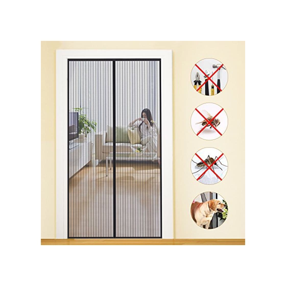 Product MYCARBON Mosquitera Puerta Magnetica Corredera Cortina Mosquitera Magnética para Puertas Cortina de