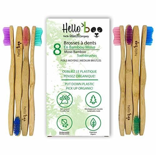 Beauty Cepillo de dientes de bambú para adultos y adolescentes |Juego de 8