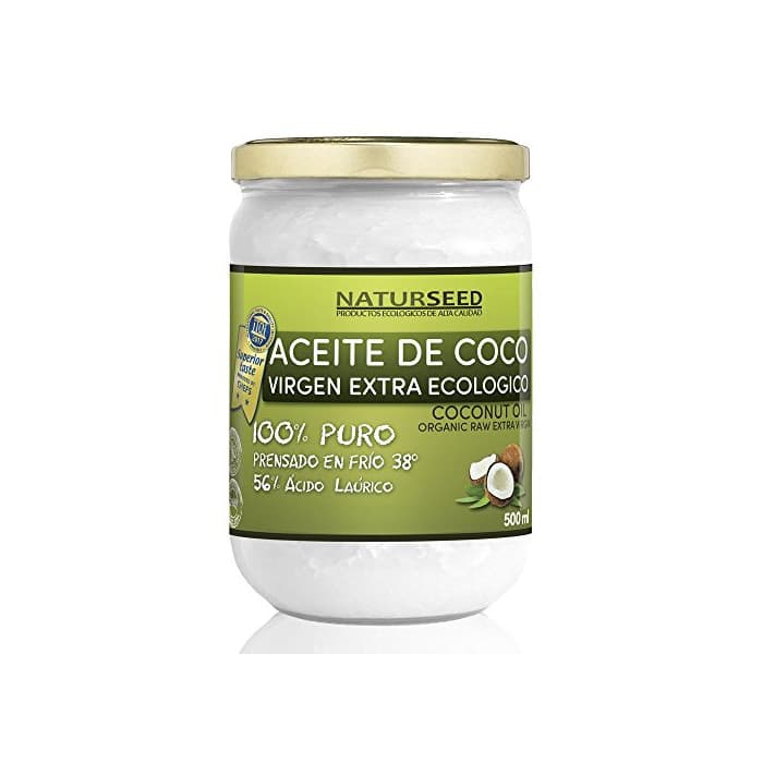 Product Naturseed - Aceite de coco Virgen Extra Orgánico - Para uso Estético, en Cocina y Masajes, 500 ml