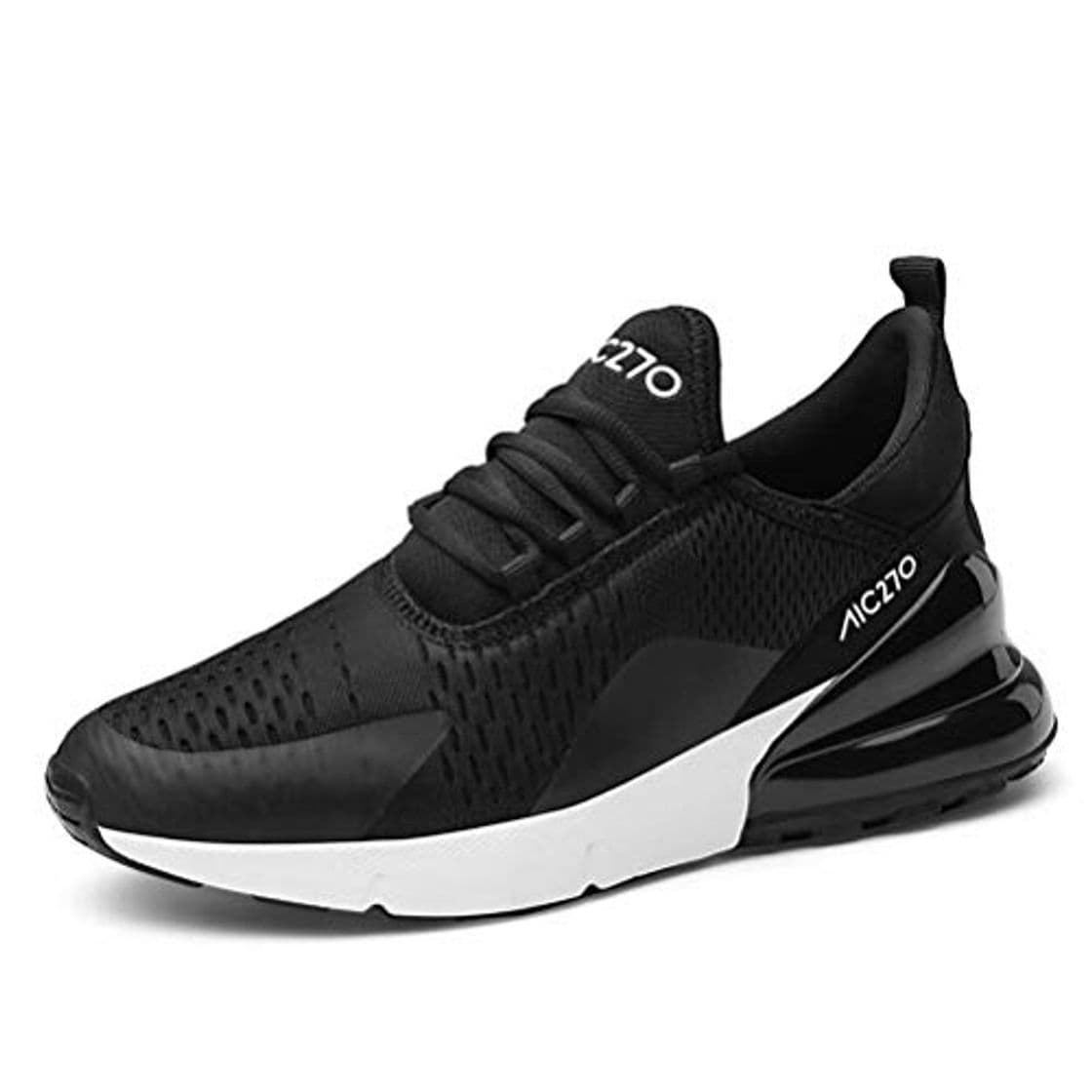 Moda Zapatillas Running Hombre Antideslizantes Ligeras Zapatillas de Correr Casual para Deportivas de Malla Negro Blanco 41