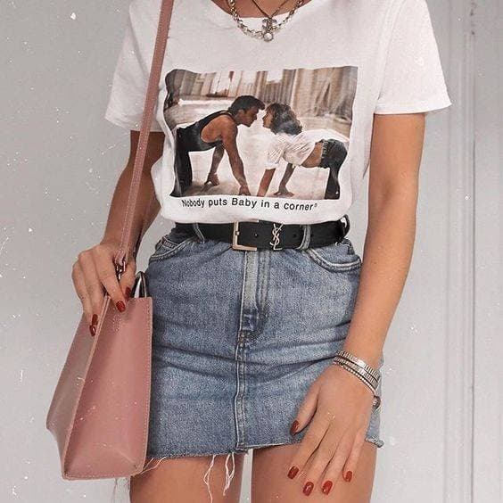 Fashion Look com saia jeans😍