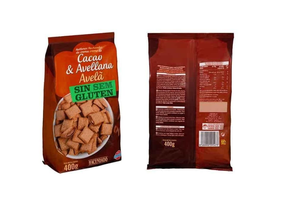 Product Cereales rellenos de cacao y avellana.