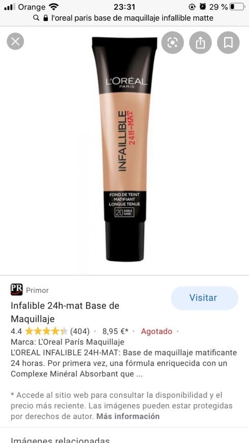 Producto L’oreal paris infaillable mate 24h