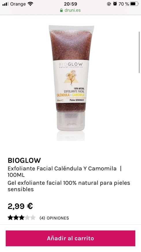 Producto Exfoliante Facial Caléndula Y Camomila BIOGLOW Gel exfoliante ...