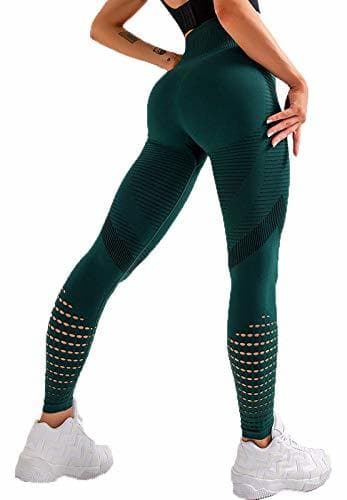 Fashion FITTOO Leggings Sin Costuras Corte de Malla Mujer Pantalon Deportivo Alta Cintura