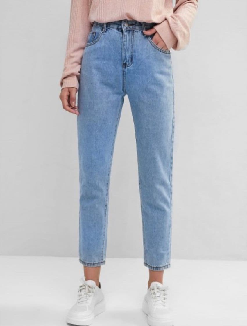 Fashion [46% OFF] [MÁS VENDIDOS] 2020 Mom Jeans Básico En Azul - Zaful