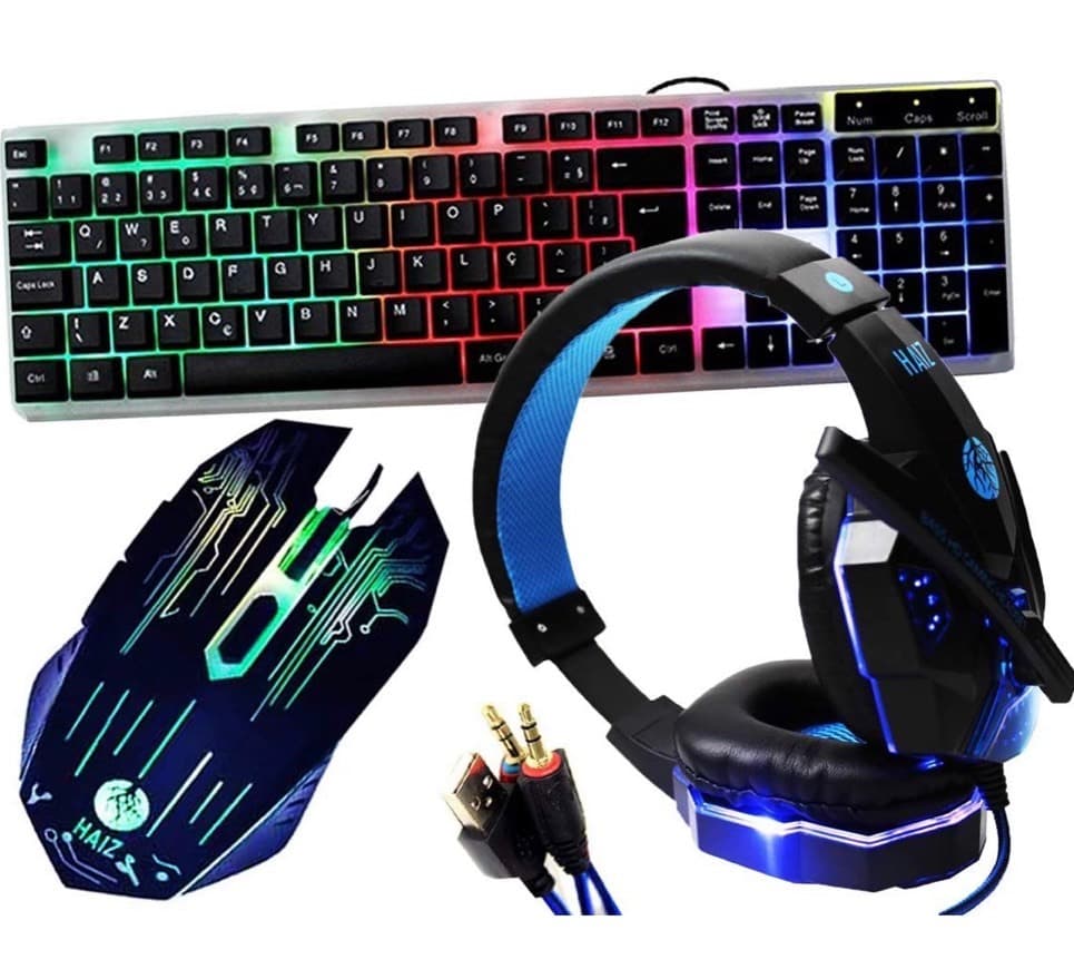 Moda 
Kit Gamer Haiz Teclado Mouse Fone Headset 5.1 Led Hz22