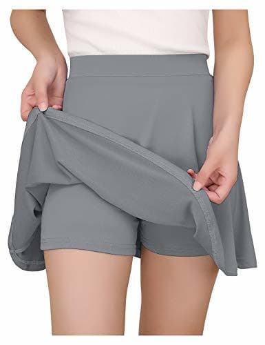 Product YOYAKER Falda Mujer Short Cortos Elástica Básica Patinador Multifuncional con Pantalones Cortos