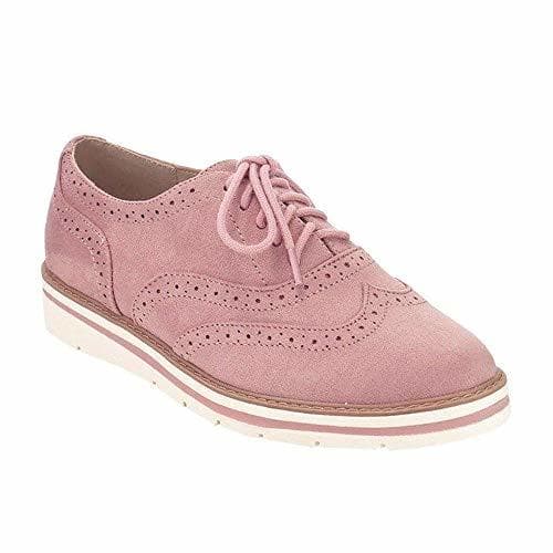 Product Zapatos Planos con Cordones Mujer Brogue Zapato Talón Plano Gamuza Colores Manera