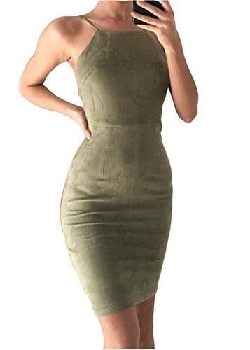 Moda Vestido Ajustado sin Mangas sin Tirantes Club Dress Ejercito Verde XL