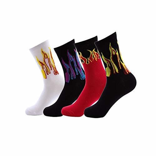 Producto TTD 4 packs Unisex Flame estampado calcetines moda Hip Hop calcetines de