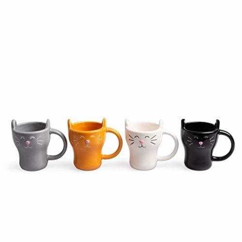 Producto Balvi Set café Meow! 4 Tazas con Forma de Gato Capacidad: 90ml