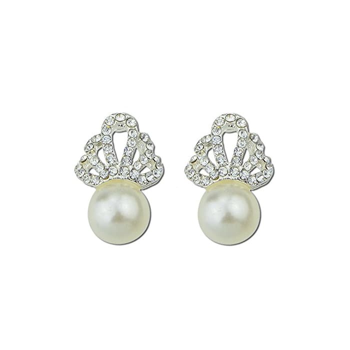 Producto Feelontop® Big Pearl Brincos Stud Pendientes de boda Diseño de corona real