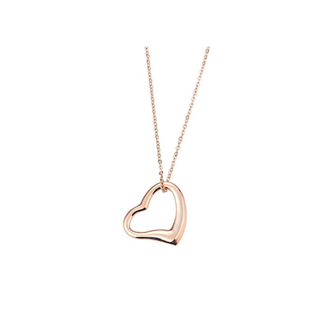 Producto Large Heart Necklace) - BellaMira 14K Rose Gold Open Heart Pendant Necklace