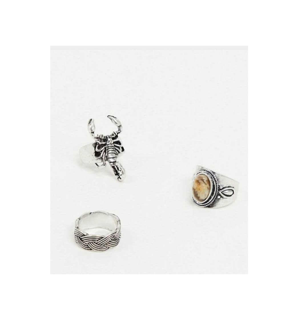 Moda Pack de anillos estilo western en tono plateado