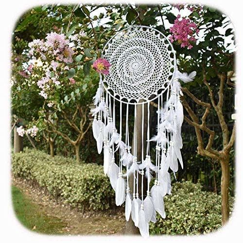 Home EasyBravo - Atrapasueños de Bohemio Grande con Plumas Blancas macramé Colgante de