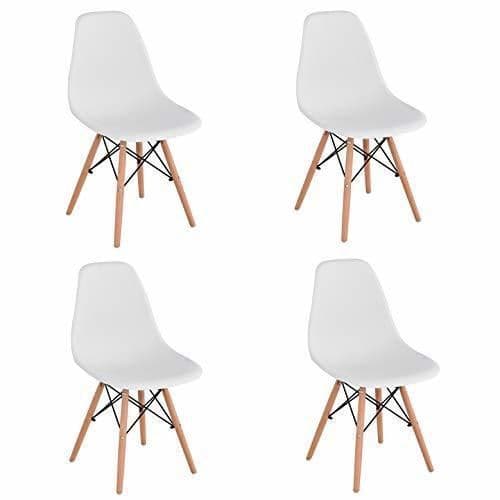 Elemento de la categoría hogar KunstDesign Set de 4 Sillas de Comedor, Diseño Ergonómico,Patas de Madera de