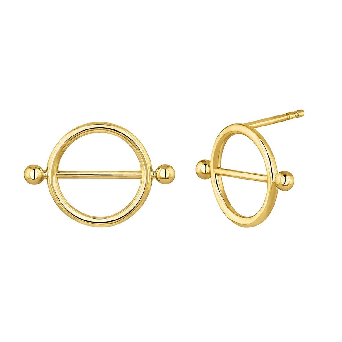 Fashion Small gold plated silver piercing bar hoop earrings | Aristocrazy