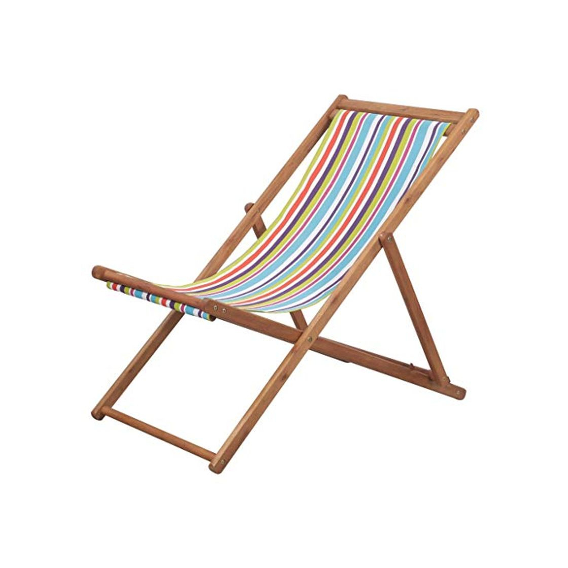 Product Silla Playa Plegable Madera y Tela Asiento Piscina Patio Terraza Exterior Silla