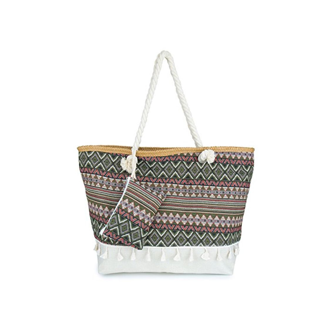 Product ZWOOS Bolsa de Playa de Lona Mujer Grande Bolso de Mano Shopper Bolsa con Cremallera