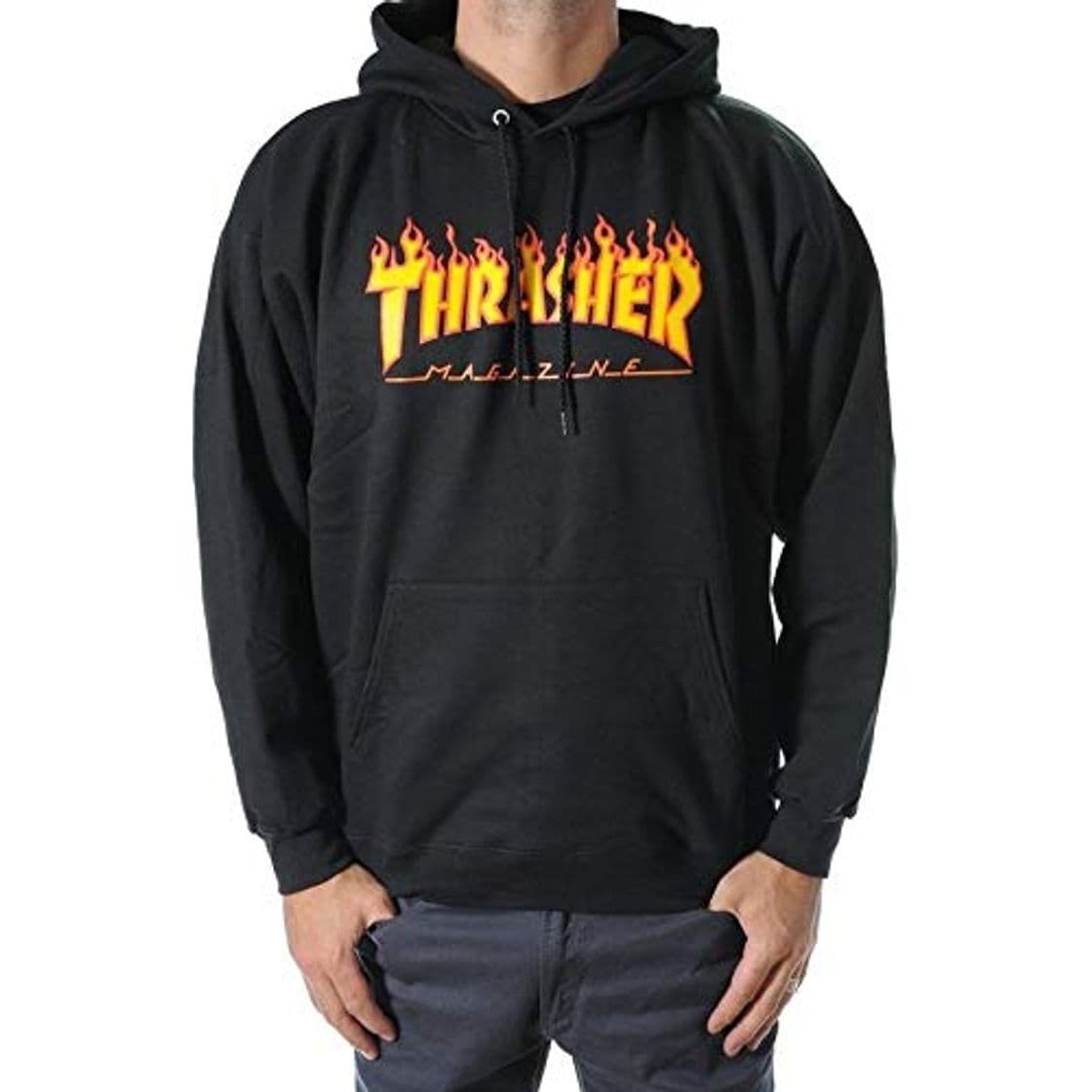 Fashion Sudadera negra con capucha Thrasher Flame negro L