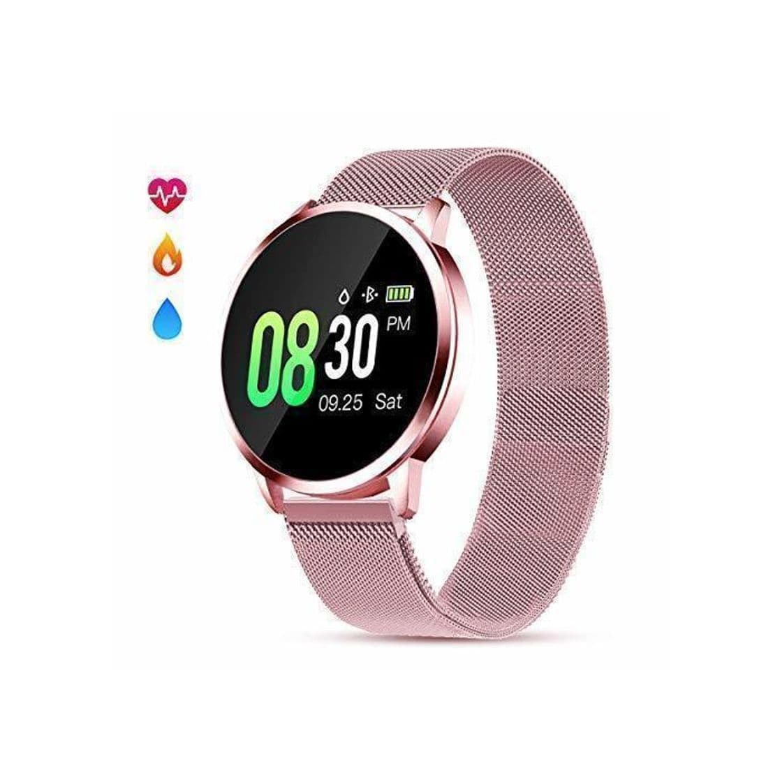 Fashion Smartwatch Mujer Rosa Impermeable Reloj Inteligente Elegante Fitness con Monitor Impermeable IP67