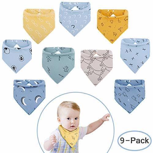 Producto Viedouce Baberos Bebe Bandanas con 2 Ajustables Botón a Presión,100% Algodón Orgánico,Suave