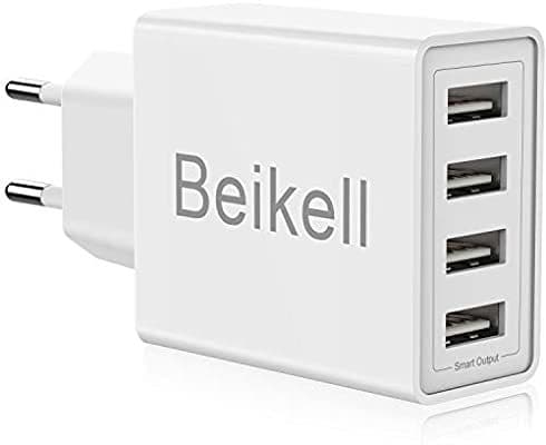 Moda Beikell Cargador USB de Pared con 4 Puertos