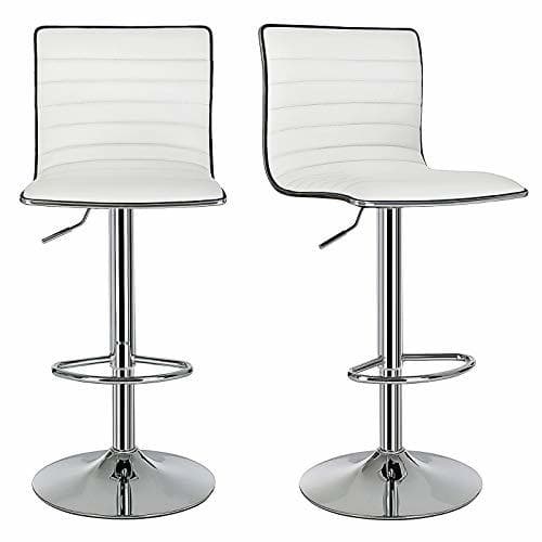 Place SONGMICS 2 x Taburete de Bar con Respaldo sintético Blanco LJB65W