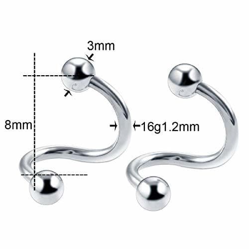 Producto Niaofeces Piercing De Nariz 2Pcs Anillos De Segmento De Acero Piercing Oreja