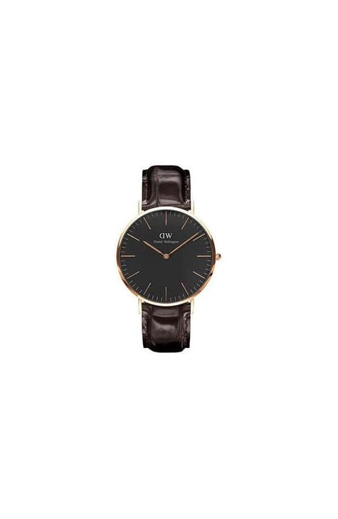 Fashion Daniel Wellington DW00100128 - Reloje acero inoxidable con correa de piel, Unisex,