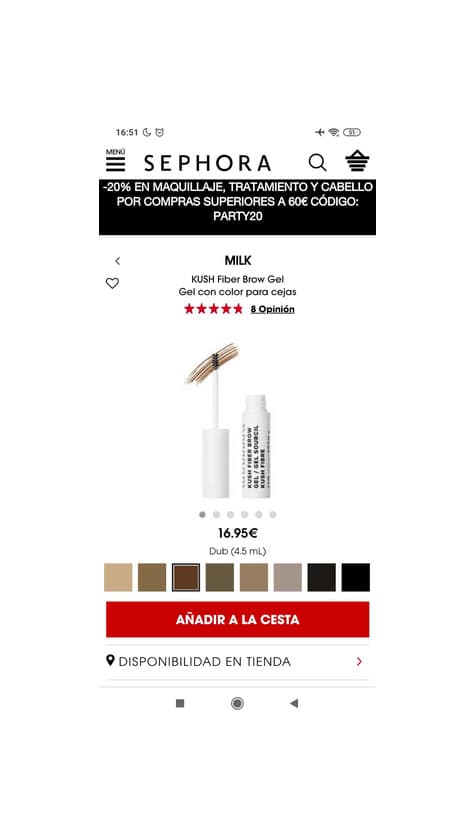 Product Milk Gel con color para cejas