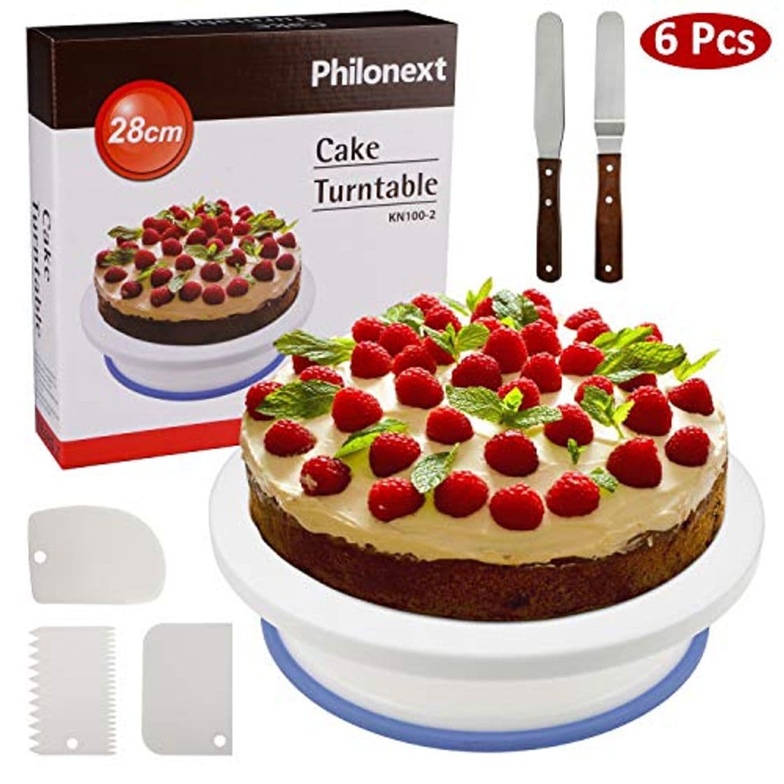 Home Philonext 10.8 '' Plato Giratorio para Tartas, 3Pcs Peines de repostería para