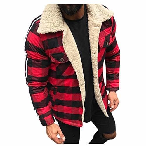 Producto waotier Chaqueta Moda Masculina Cazadora Compuesto a Cuadros Forro de Pelusa Cárdigan