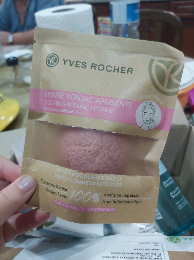 Moda Esponja Konjac rosto com argila rosa - pele sensível 