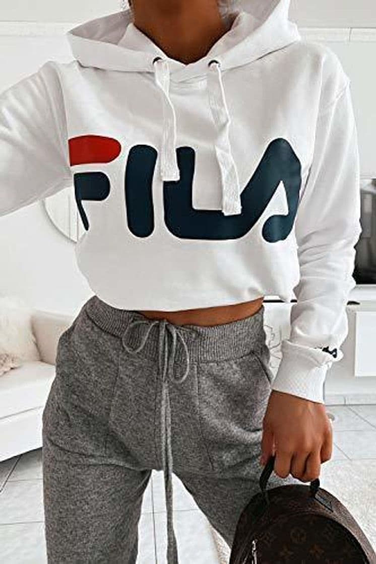 Moda Fila Classic Logo Kangaroo Sudadera con Capucha Bright White