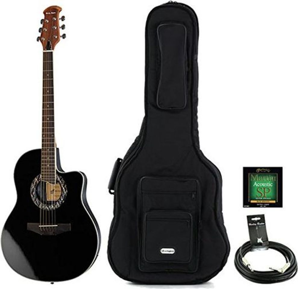 Product Guitarra Acústica oferta Bundle Color Harley HB600 BK Bundle