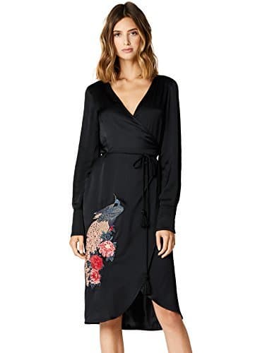 Product TRUTH & FABLE Vestido Cruzado con Bordado Mujer, Negro