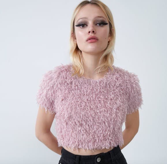 Fashion Blusa rosa plumas