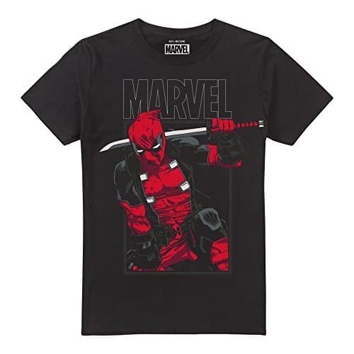 Place Marvel Deadpool Sword Camiseta, Negro