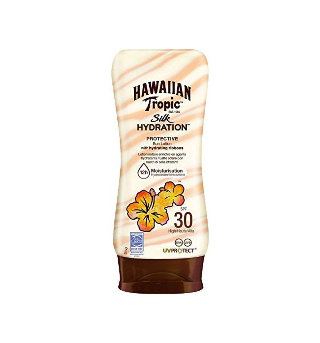 Beauty Hawaiian Tropic Silk Hydration Protective - Loción Solar Protectora con índice SPF 30 con cintas de seda hidratantes y resistente al agua, formato 180 ml