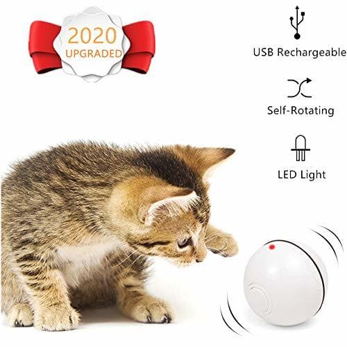 Product DQTYE Cat Toys Ball con luz LED Cat Interactive Toy Automatic Self-Rotating