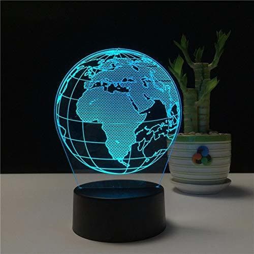 Product WZYMNYD Creative Earth Globe 3D Holograma acrílico 7 Color Dormitorio Lámpara de