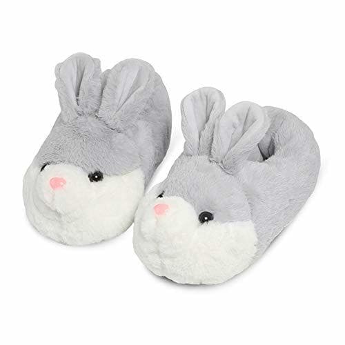 Product Zapatillas de casa Invierno Suaves Peluche Caliente para Mujer-Gris-36-37