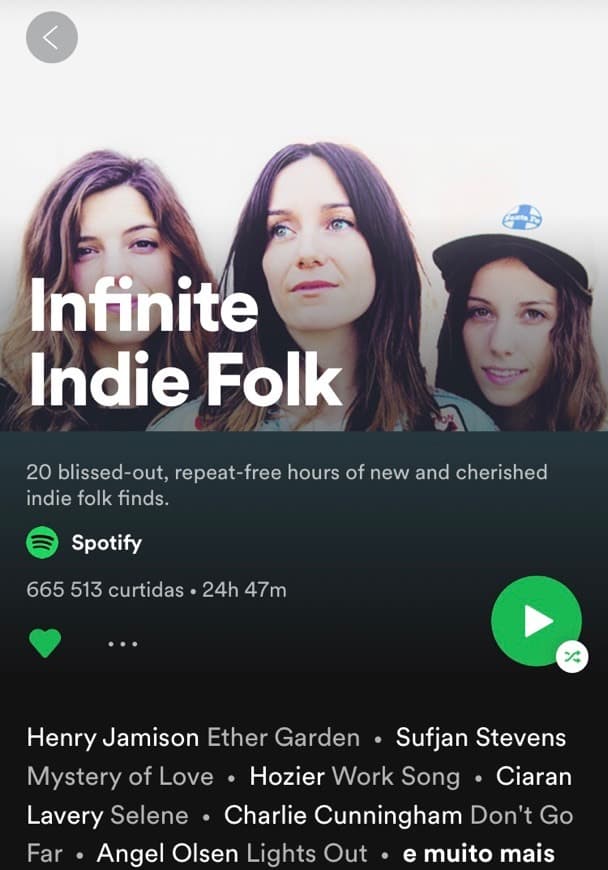 Moda Playlist infinite Indie Folk