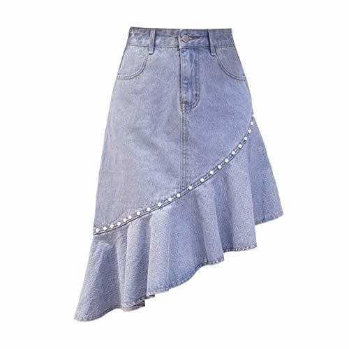 Producto GYYWAN Jeans Falda Mujer con Perlas   Llegadas De Verano Estilo Coreano Moda Faldas De Mezclilla