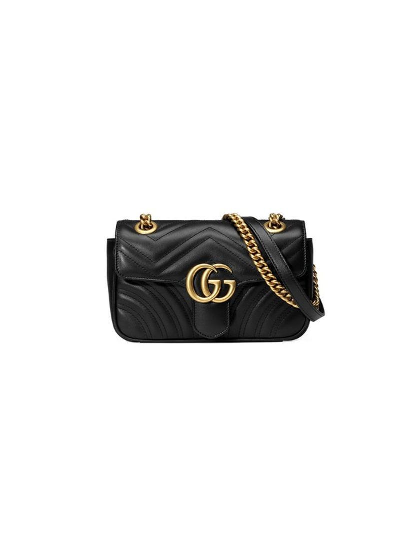 Product Black Leather GG Marmont Small Matelassé Shoulder Bag With ...